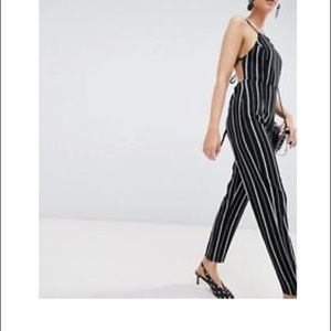 Black striped jumpsuit